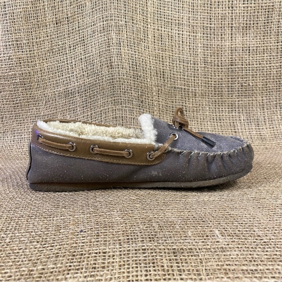 Tory Burch sandals shoes slip-on moccasins leather shearling Rare 6 M - Picture 3 of 12